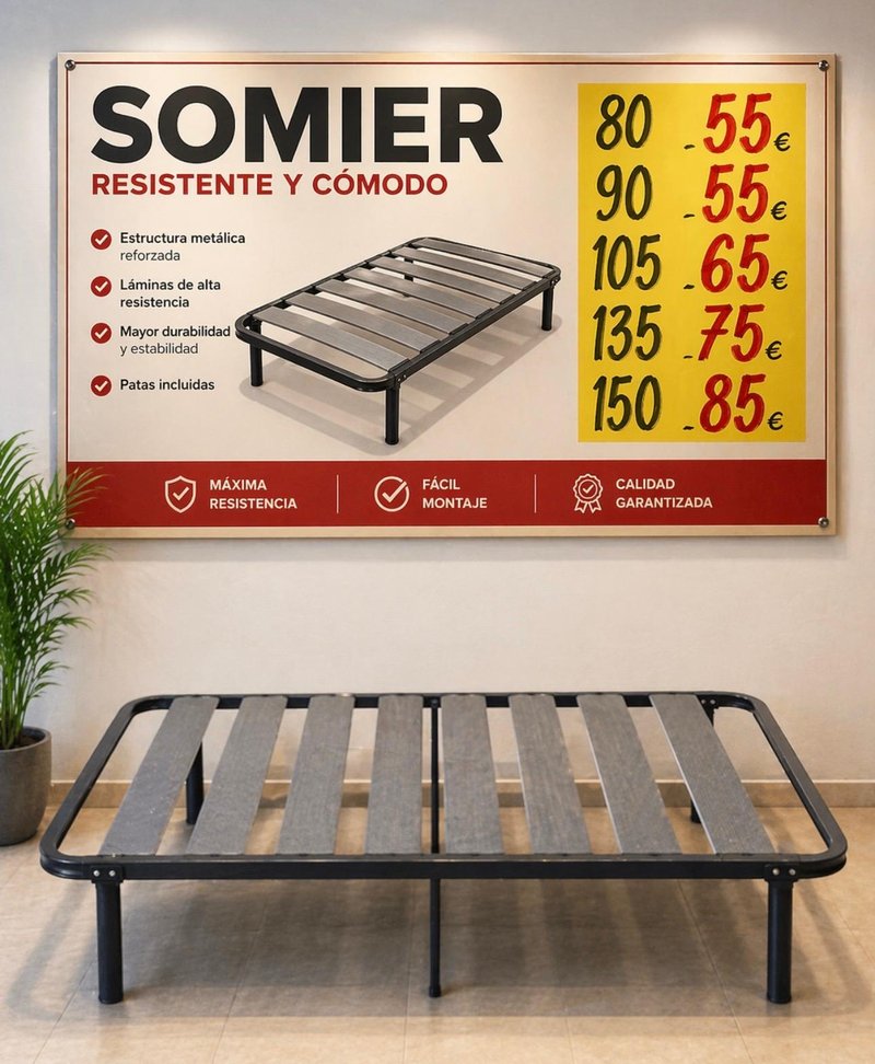 Somier metálico de láminas reforzado, 5 medidas desde 55 € — Muebles Jorge Getafe